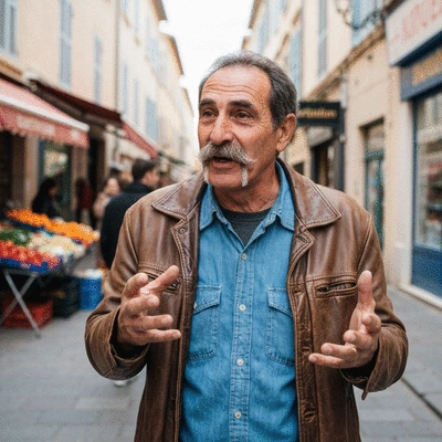 Personne racontant une histoire avec des plantes en arrière-plan à Marseille