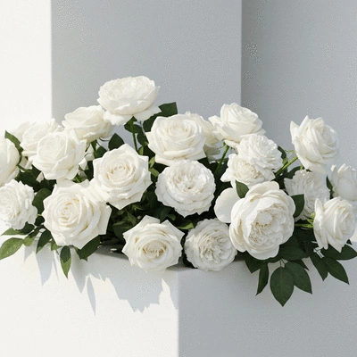 Beautiful floral arrangement for a wedding, showcasing white roses and peonies