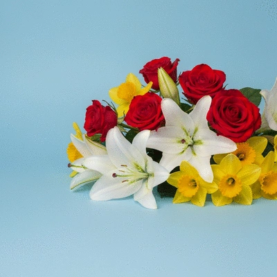 Beautiful arrangement of various fresh flowers, showcasing different colors and textures, suitable for a special occasion, no text, no words, no typography, clean image