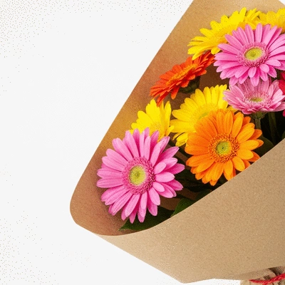 Eco-friendly flower packaging with beautiful fresh flowers