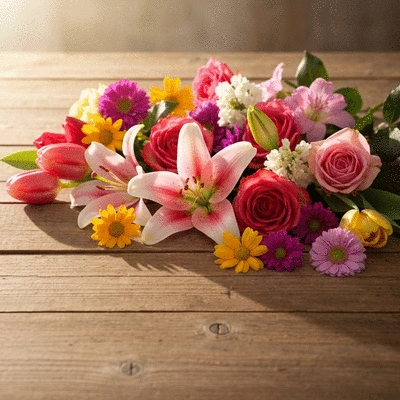 Assortiment de fleurs de saison colorées