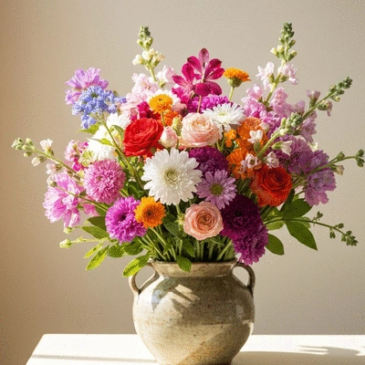 Beautiful bouquet of fresh, seasonal flowers from Marseille