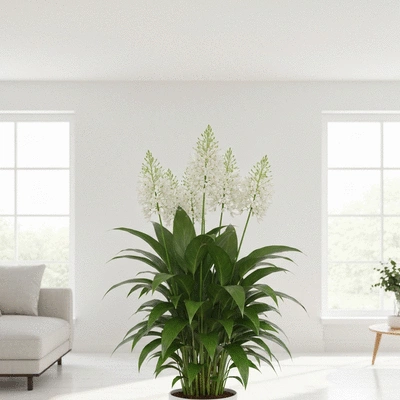 Spathiphyllum plant in a modern living room