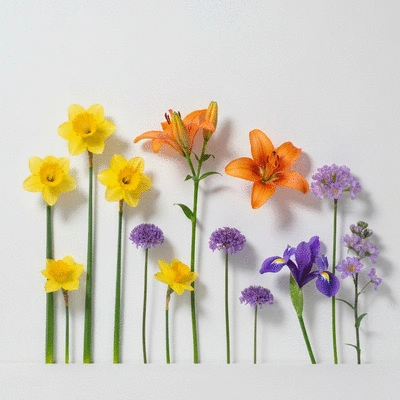 Elegant floral arrangement with seasonal flowers on a clean background, showcasing freshness and beauty, no text, no words, no typography, 8K